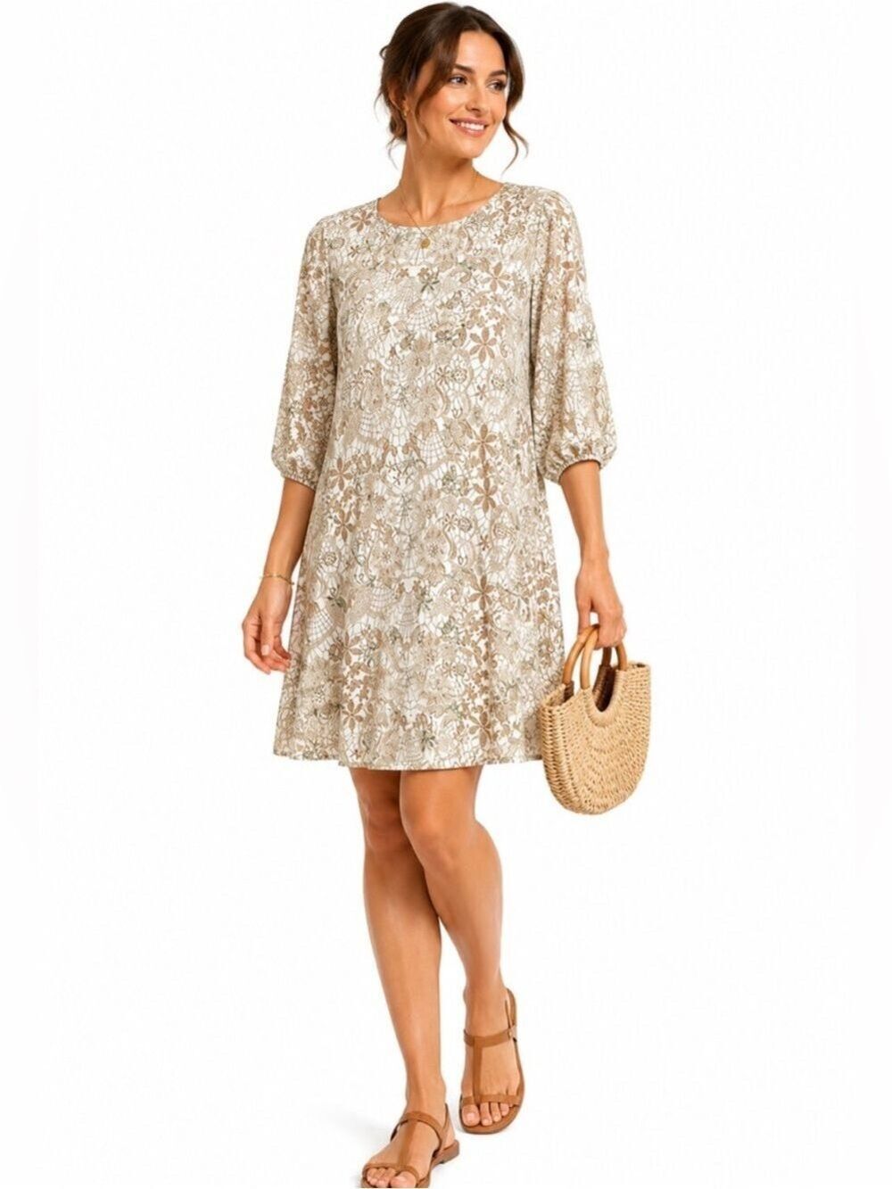 ECI New York Womens Sheath Dress Size Medium Embroidered Gold Thread Midi Boho